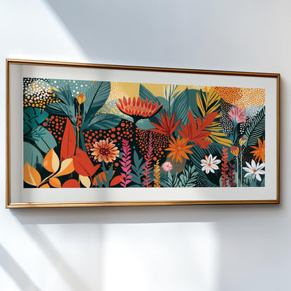 Panoramic Colorful Tropical Print – Abstract Mid-Century Wall Art - Mid century modern art - Digital Prints