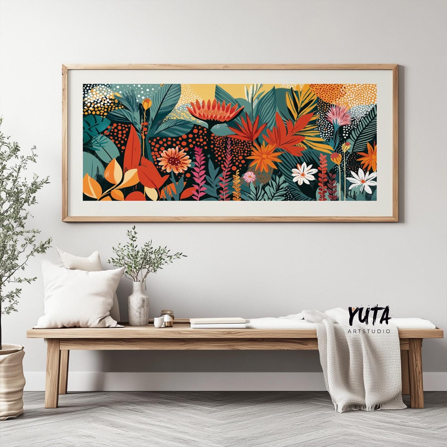 Panoramic Colorful Tropical Print – Abstract Mid-Century Wall Art - Mid century modern art - Digital Prints