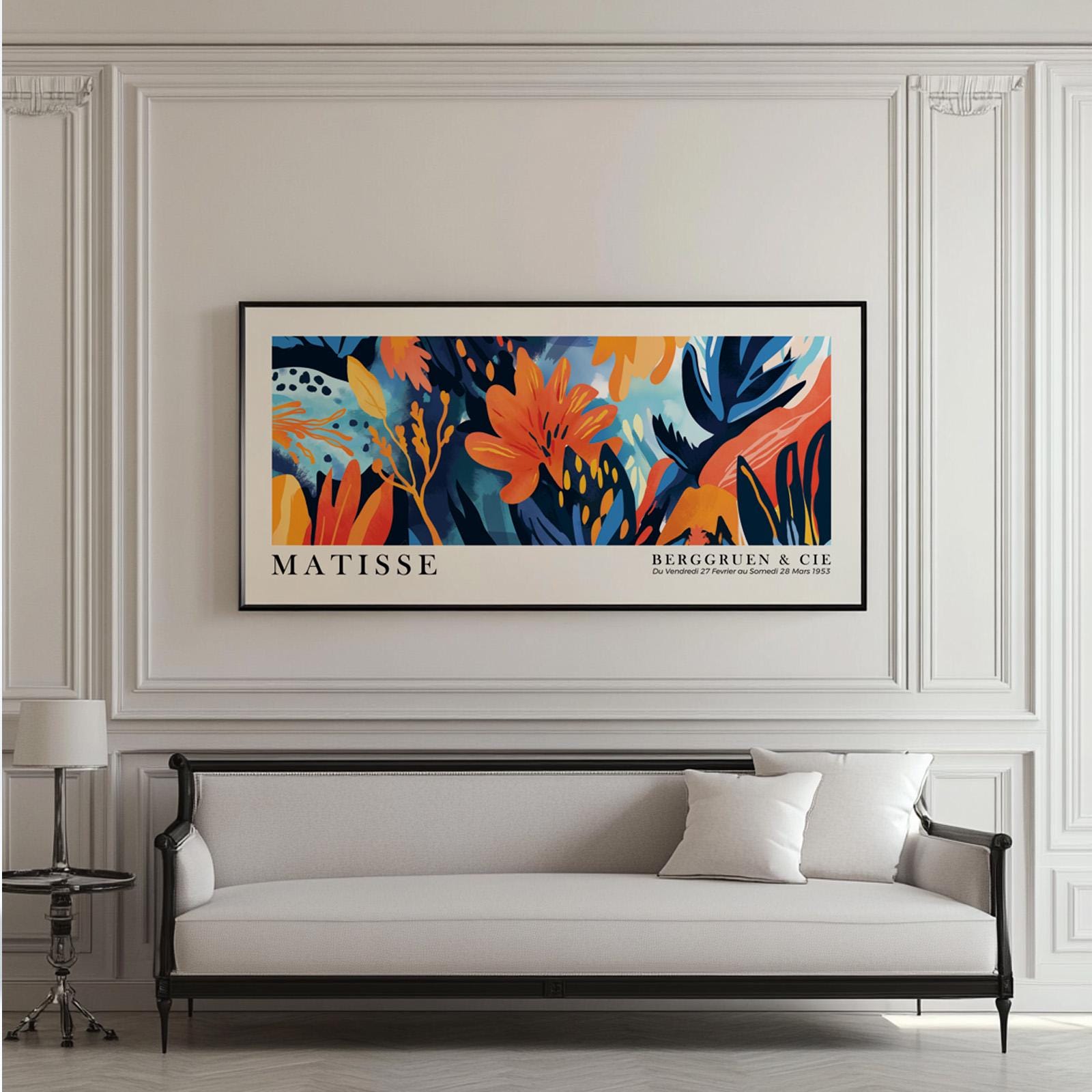 Colorful floral tropical wall art, vibrant Matisse wall art panoramic poster. Botanical Henri Matisse Print, horizontal above bed decor - Mid century modern art - Digital Prints