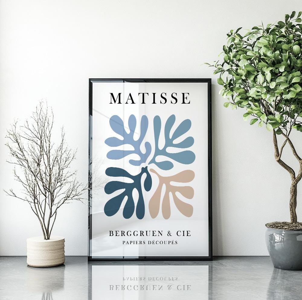 Blue Matisse Print, Minimalist Neutral Room Decor, Pastel Henry MatisseTrendy Poster, Famouse Drawing, Bedroom, Living Room Art - Mid century modern art - Digital Prints