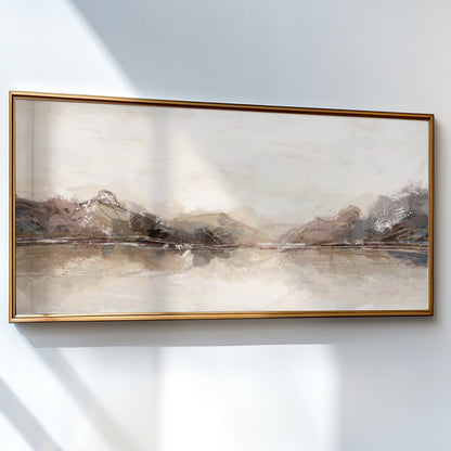 Panoramic Neutral Abstract Art – Minimalist Beige Japandi Print