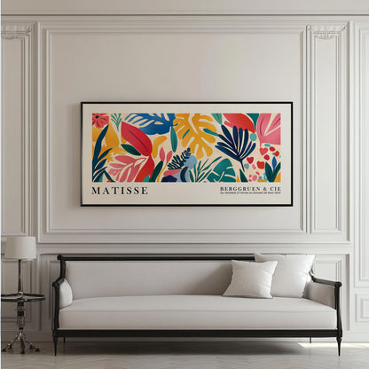 Henri Matisse Inspired Tropical Leaves Print – Long Narrow Colorful Wall Decor, Panoramic Oversized Poster