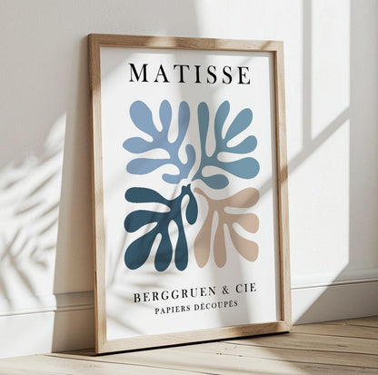 Pastel blue Henri Matisse-inspired wall art for modern minimalist interiors.