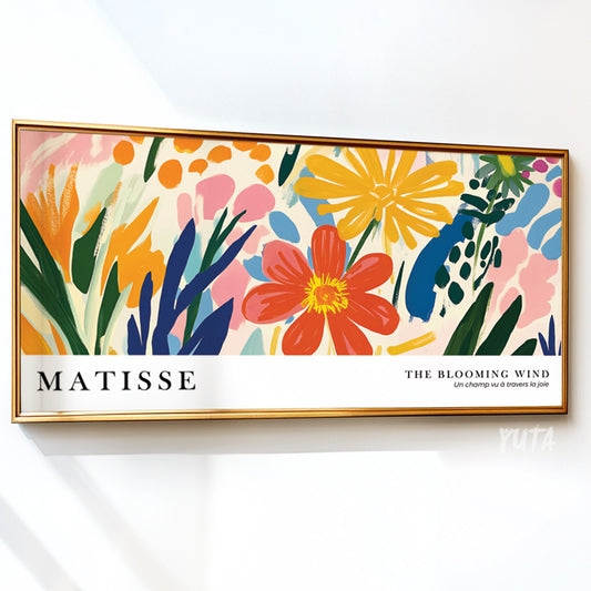 Colorful floral print in Matisse style for modern home decor