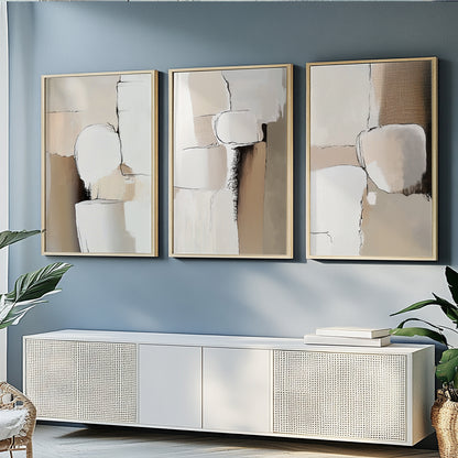 Neutral Abstract Set of 3 – Earth Tone Textured Minimalist Art (USA)