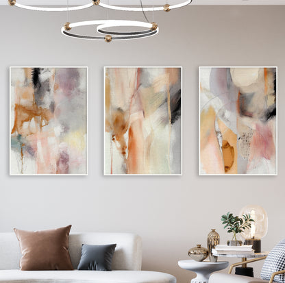 Minimalist pastel gallery wall set of 3, perfect for Scandinavian home styling.

