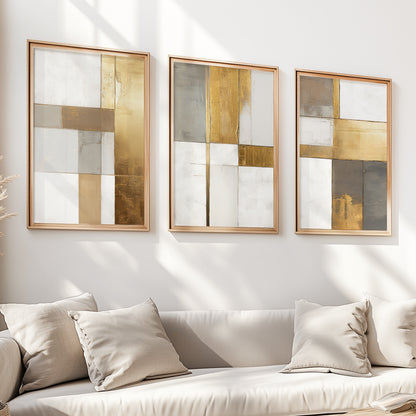 Modern Abstract Set of 3 – Neutral Nordic Minimalist Wall Art (USA)