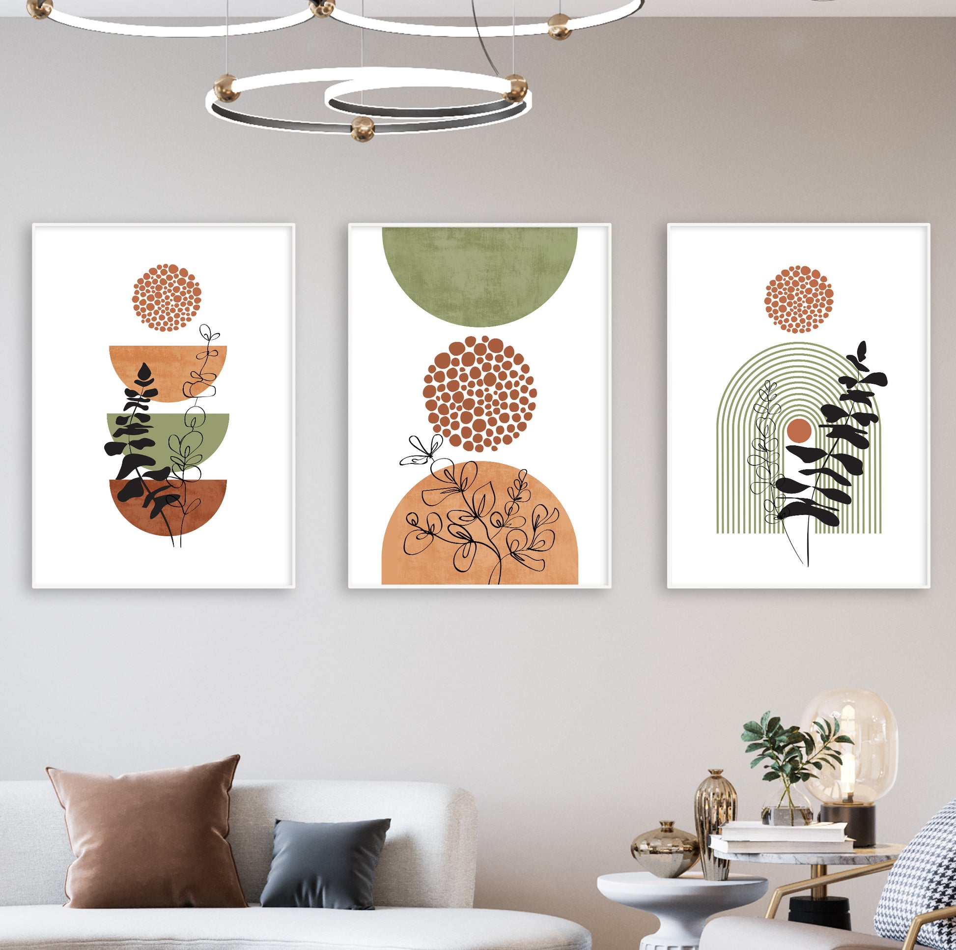 Organic and graphic elements combine for a stylish modern nature-inspired look.

