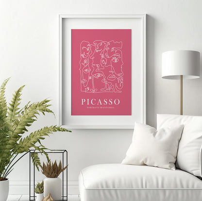 Sophisticated Pink Picasso Print – Minimalist Wall Decor for Bedrooms
