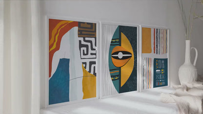 African american art set of 3 print. Abstract african art, ethnic gallery wall set. Modern colorful minimalist above bed african wall art