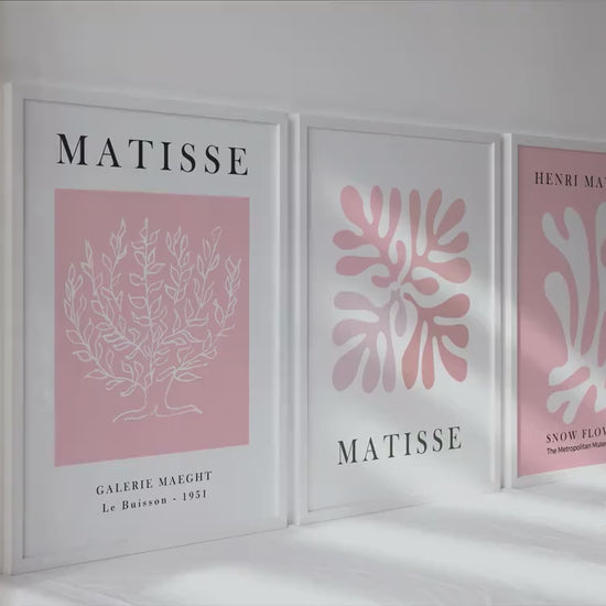 Pink Matisse set of 3 prints. Pastel minimalist gallery wall set, vintage trendy wall art, Henri Matisse print,  aesthetic room decor