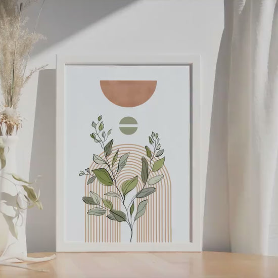 Neutral Boho Print, Minimalist Room Decor, Pastel Botanical Poster, Mid Century Modern Bedroom  Print, Living Room Art, Scandi Room Decor