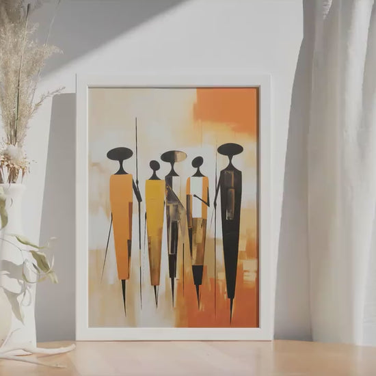 Minimalist african wall art print. Modern abstract figures extra large poster, african ethnic room decor, home gift idea