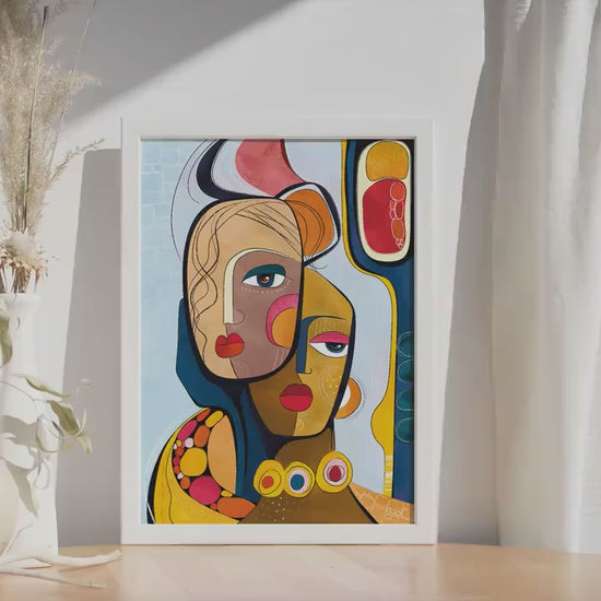 Modern abstract woman portrait. Colorful abstract african american art print. Contemporary african wall art. Housewarming Gift