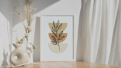 Neutral Boho Print, Minimalist Wall Art, Natural Wall Print, Pastel Botanical Boho Wall Art, Scandi Room Decor, Beige Terracotta Print