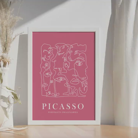 Pink Picasso Print, Extra Large Pastel Trendy Poster, Famouse Drawing, Minimalist Bedroom Decor, Modern Living Room Art