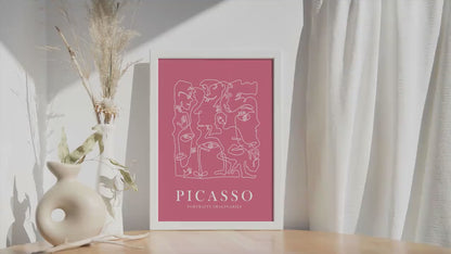 Pink Picasso Print, Extra Large Pastel Trendy Poster, Famouse Drawing, Minimalist Bedroom Decor, Modern Living Room Art