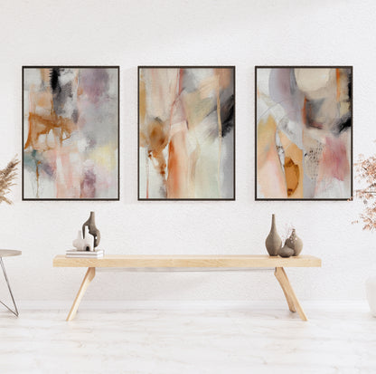 Scandinavian style pastel wall art prints set, minimalist and modern design.

