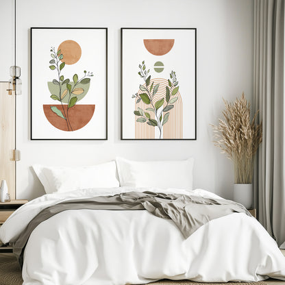 Terracotta Beige Boho Art Set – Modern Abstract Wall Art, Pastel Nordic Prints for Above Bed, Bedroom Decor