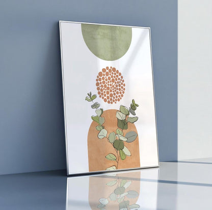 Botanical wall art print in terracotta shades with a modern boho aesthetic.