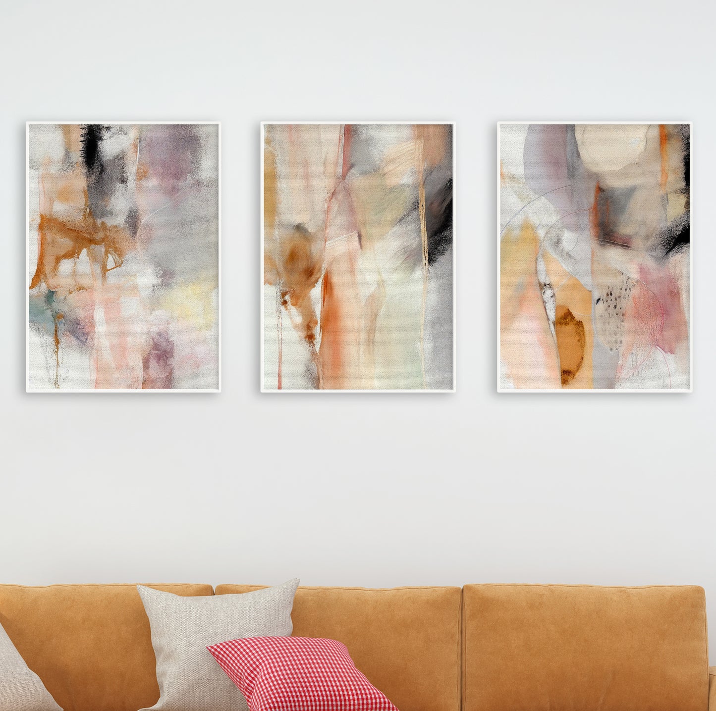 Triptych pastel Scandinavian art for modern minimalist home decor.

