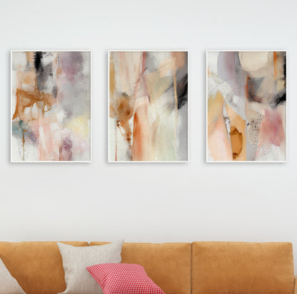 Triptych pastel Scandinavian art for modern minimalist home decor.


