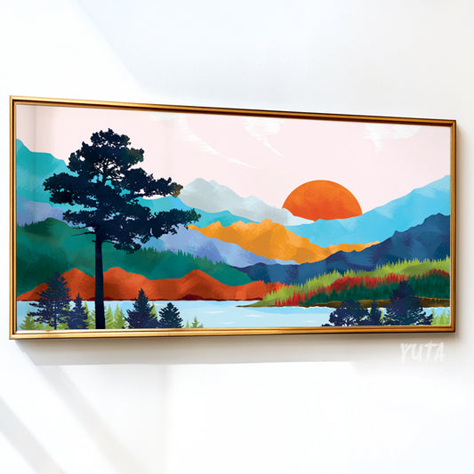 Sunset landscape print inspired by national parks, great gift for hikers, campers, or outdoor adventure enthusiasts