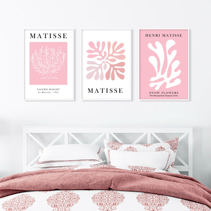 Pastel minimalist Matisse print set, perfect for vintage trendy wall art and aesthetic room decor.